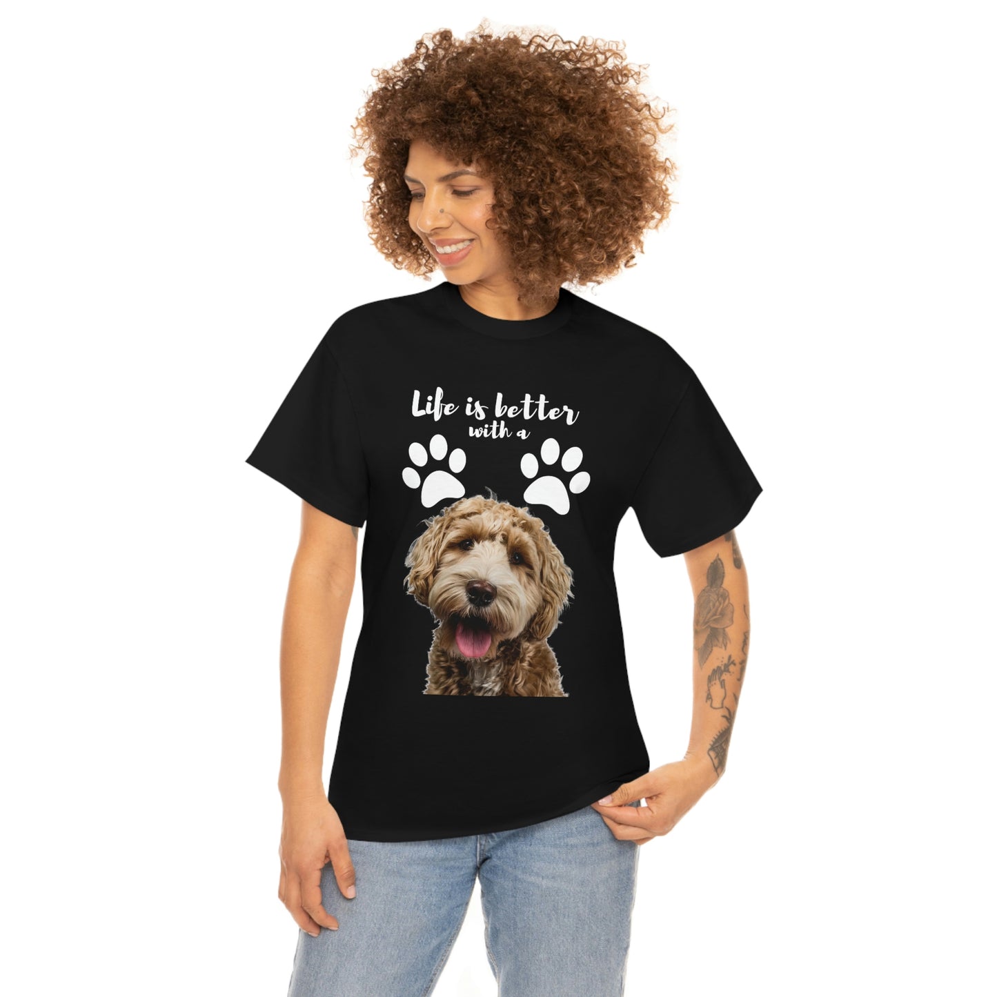 Life is better with a DOG Unisex Heavy Cotton Tee