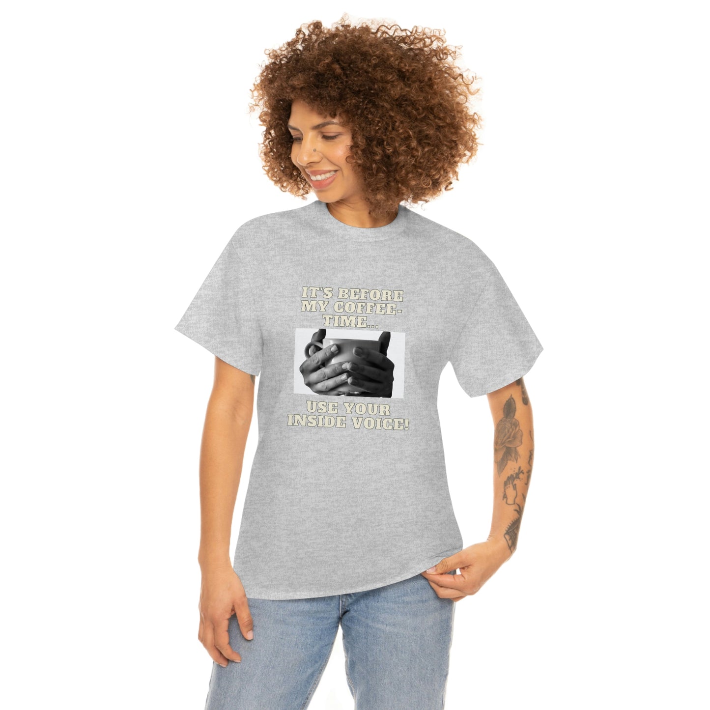 "Not before my morning coffee-time" Unisex Heavy Cotton Tee