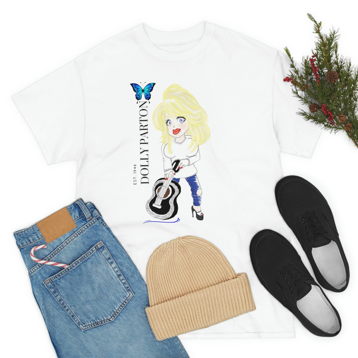 Artist Rendering of Dolly Parton   Unisex Heavy Cotton Tee