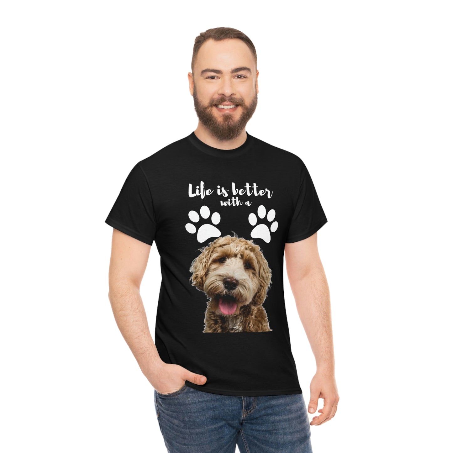 Life is better with a DOG Unisex Heavy Cotton Tee