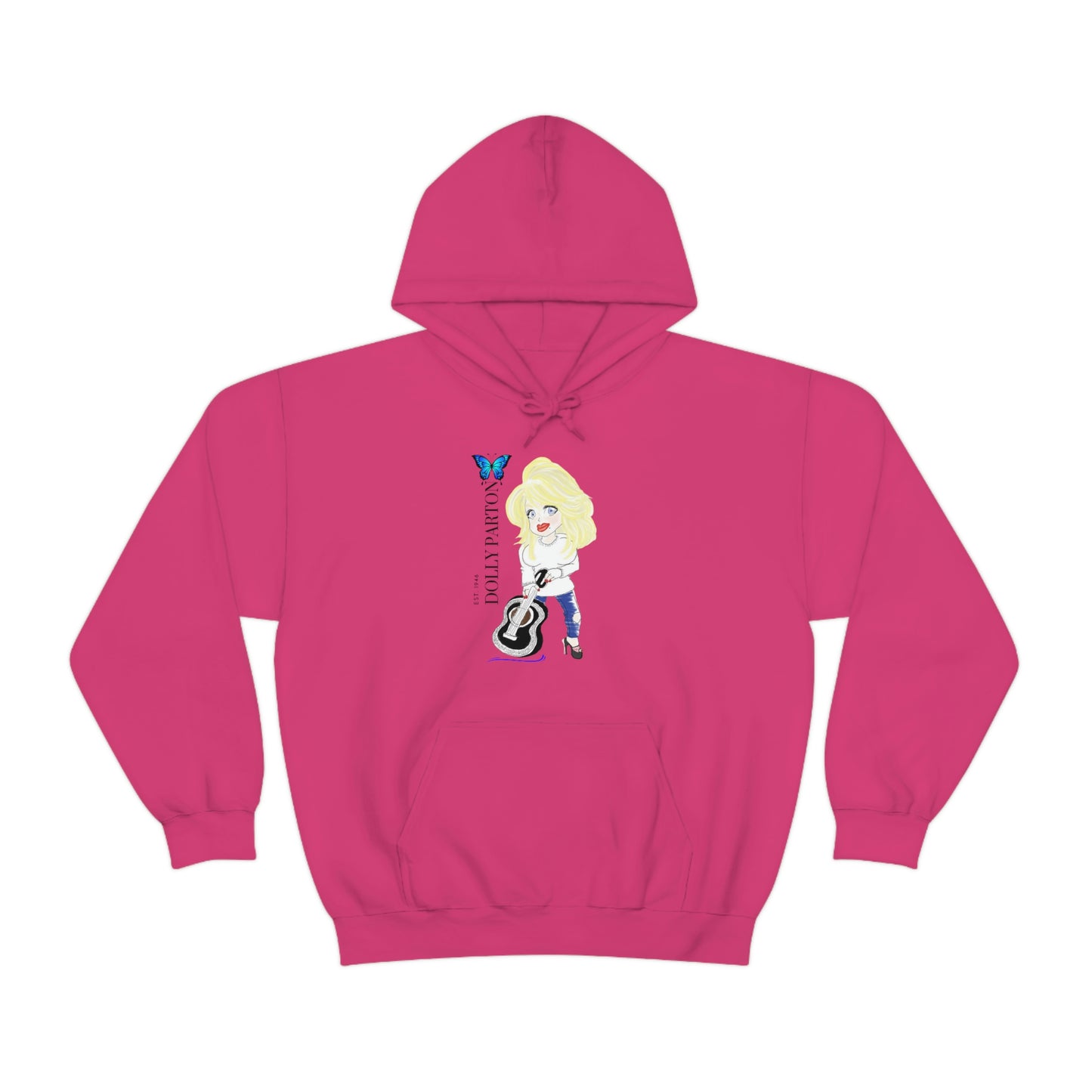 Artist Rendering of Dolly Paron on a Unisex Heavy Blend™ Hooded Sweatshirt