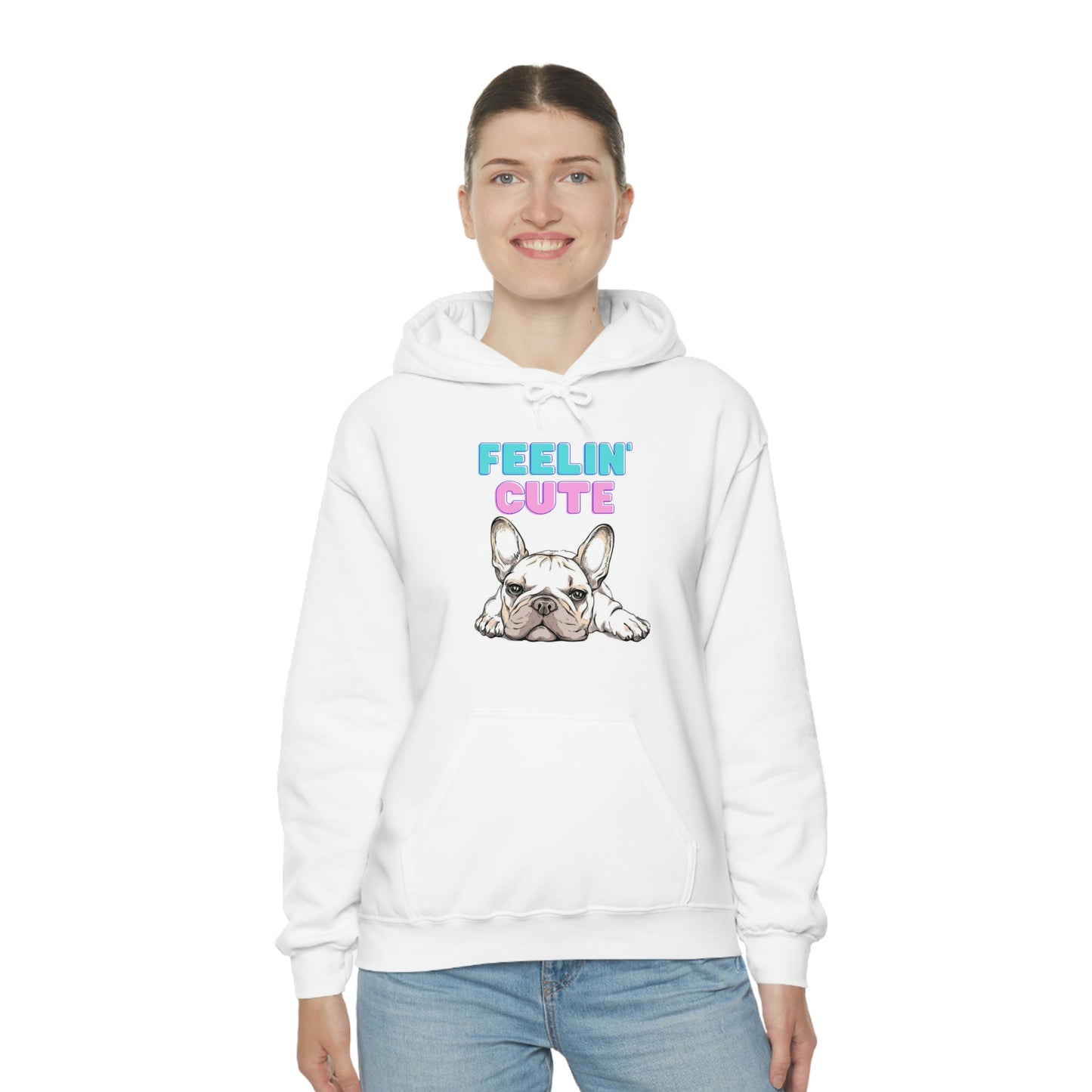 Frenchie Bulldog Feelin' Cute Unisex Heavy Blend™ Hooded Sweatshirt