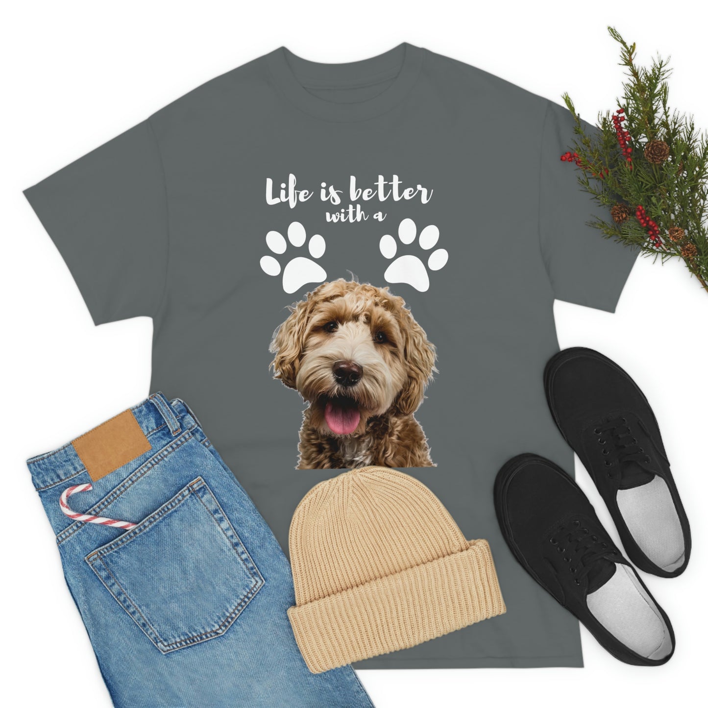 Life is better with a DOG Unisex Heavy Cotton Tee