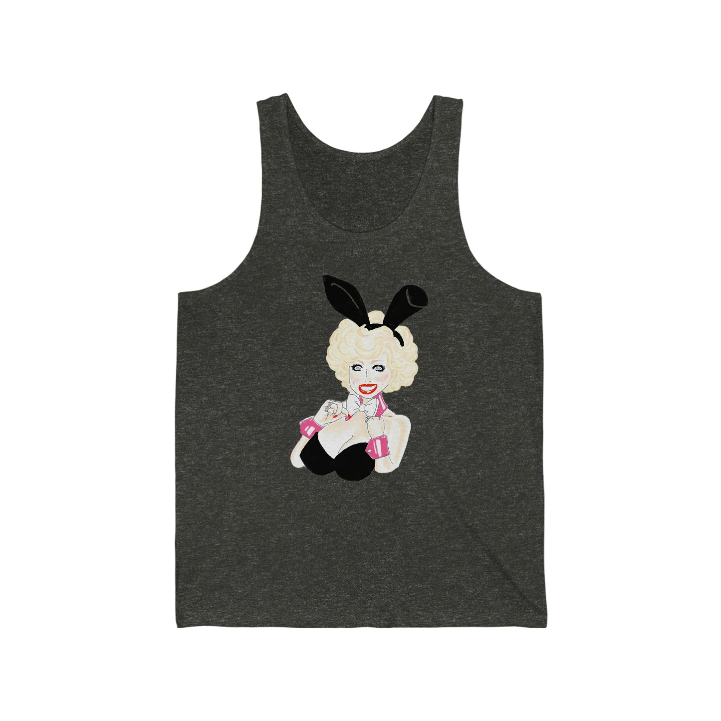 Artist Rendering Dolly Parton 70's Bunny Unisex Jersey Tank