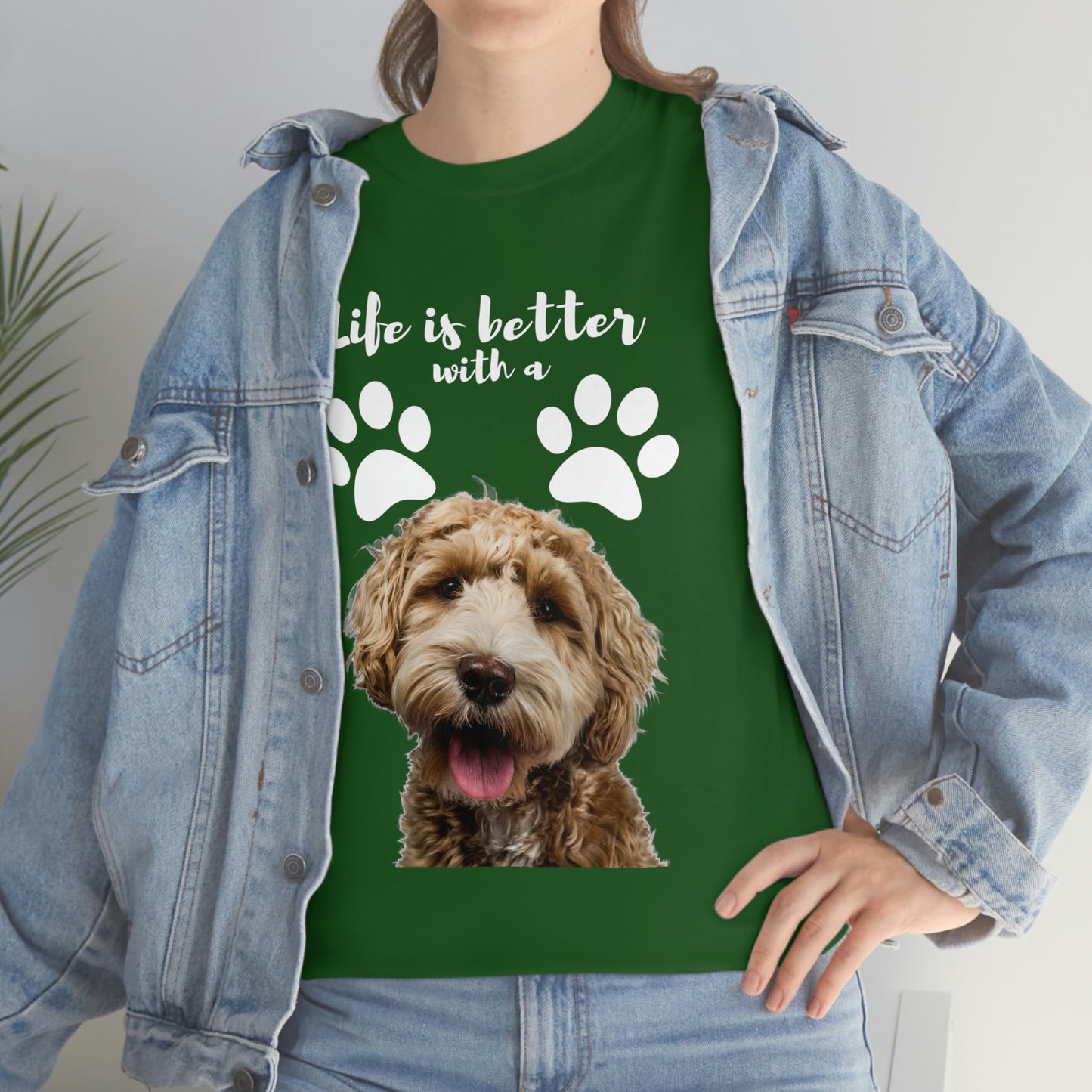 Life is better with a DOG Unisex Heavy Cotton Tee