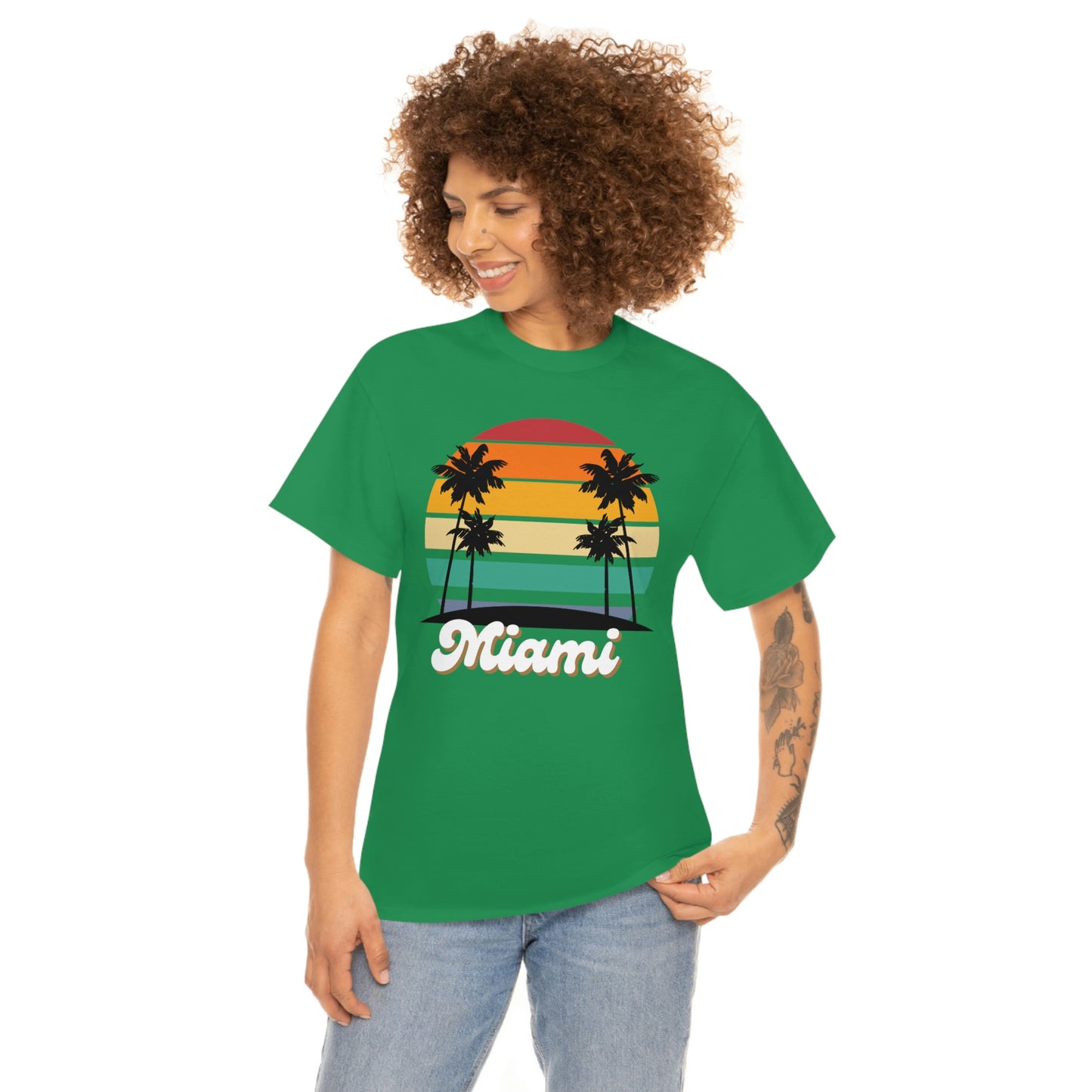 Retro Miami Beach Unisex Heavy Cotton Tee