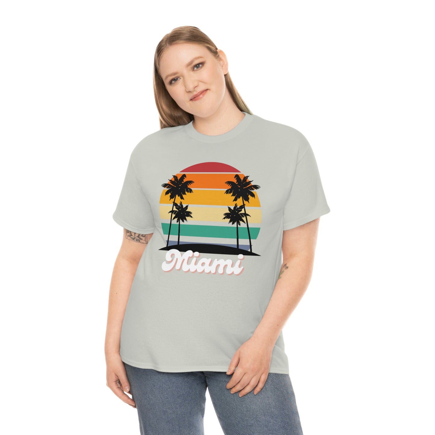 Retro Miami Beach Unisex Heavy Cotton Tee