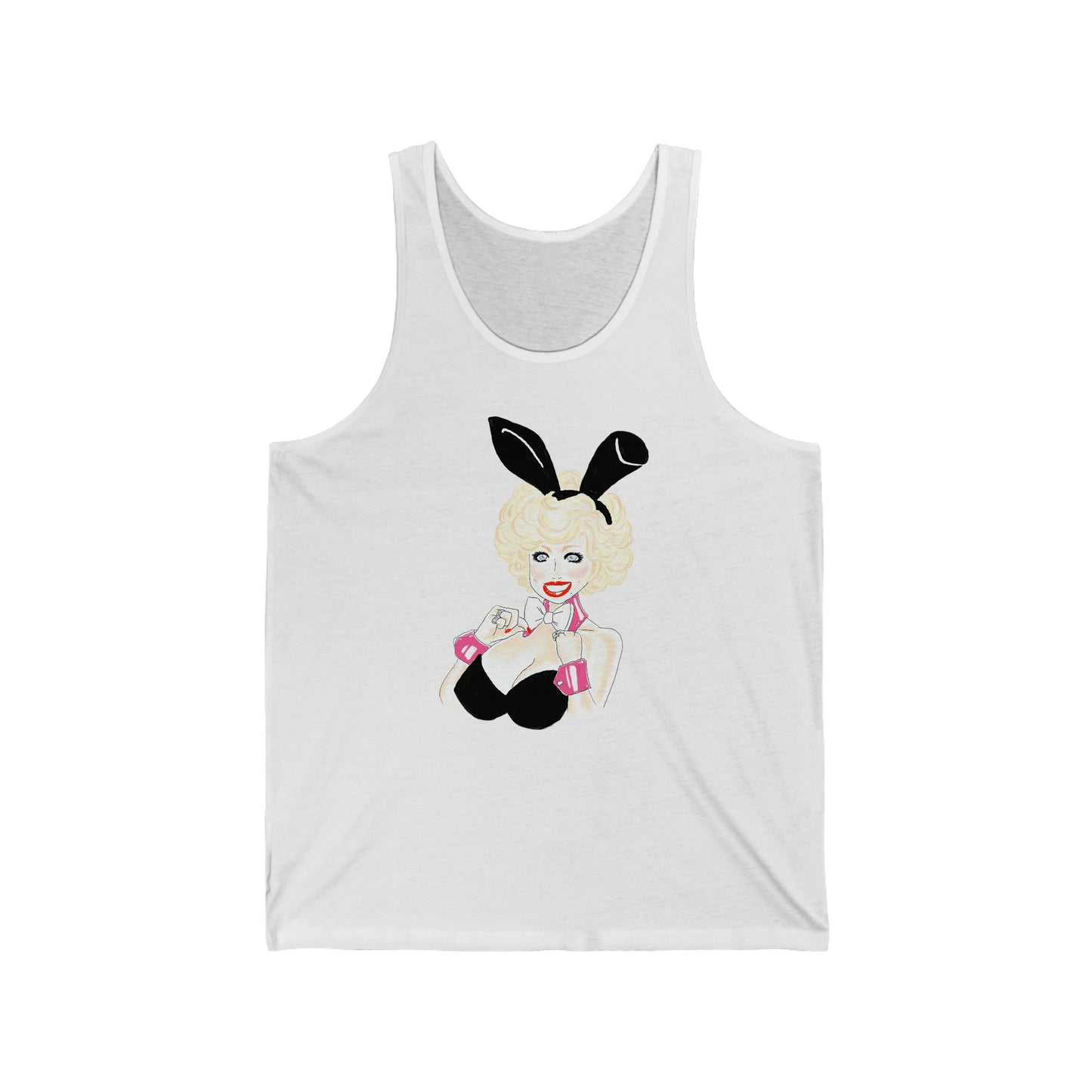 Artist Rendering Dolly Parton 70's Bunny Unisex Jersey Tank