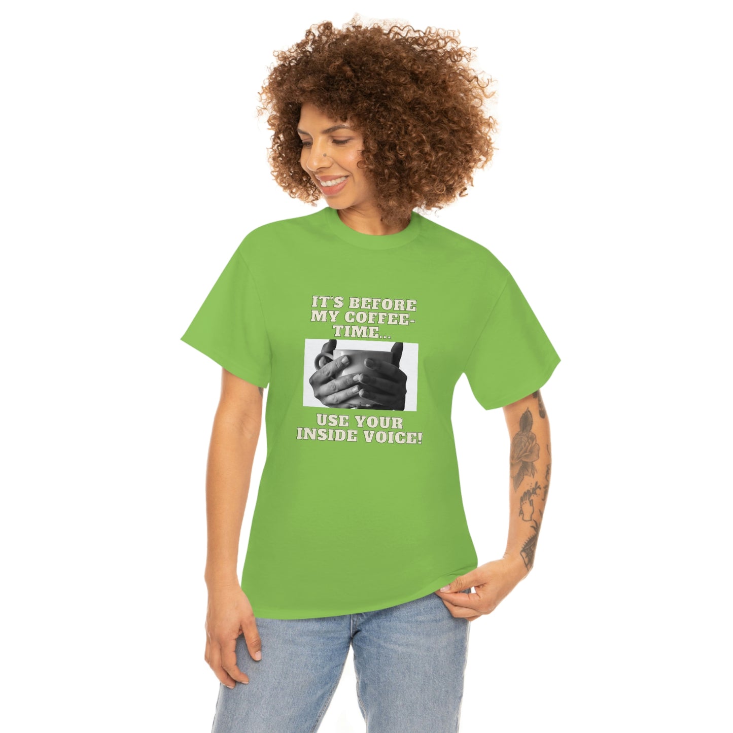 "Not before my morning coffee-time" Unisex Heavy Cotton Tee