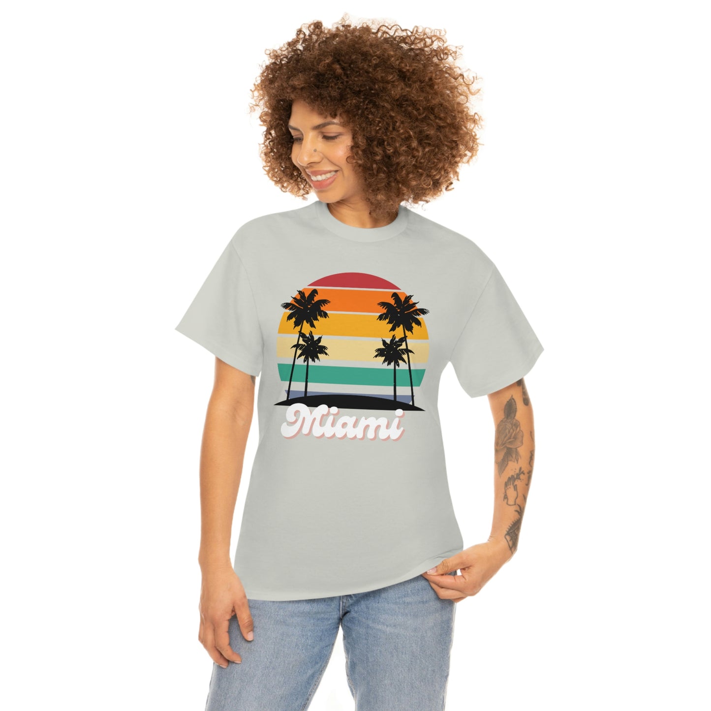 Retro Miami Beach Unisex Heavy Cotton Tee