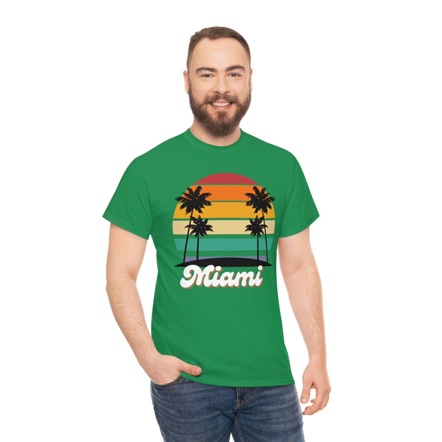 Retro Miami Beach Unisex Heavy Cotton Tee