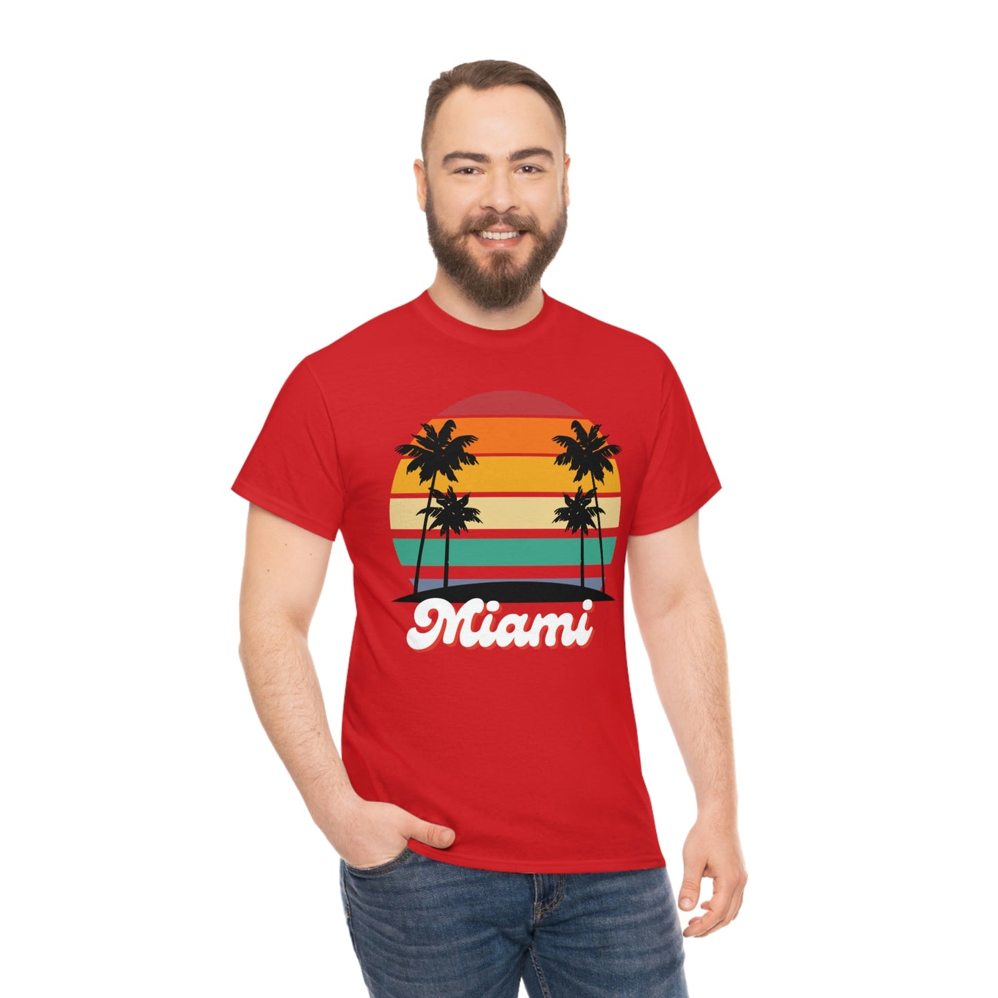 Retro Miami Beach Unisex Heavy Cotton Tee