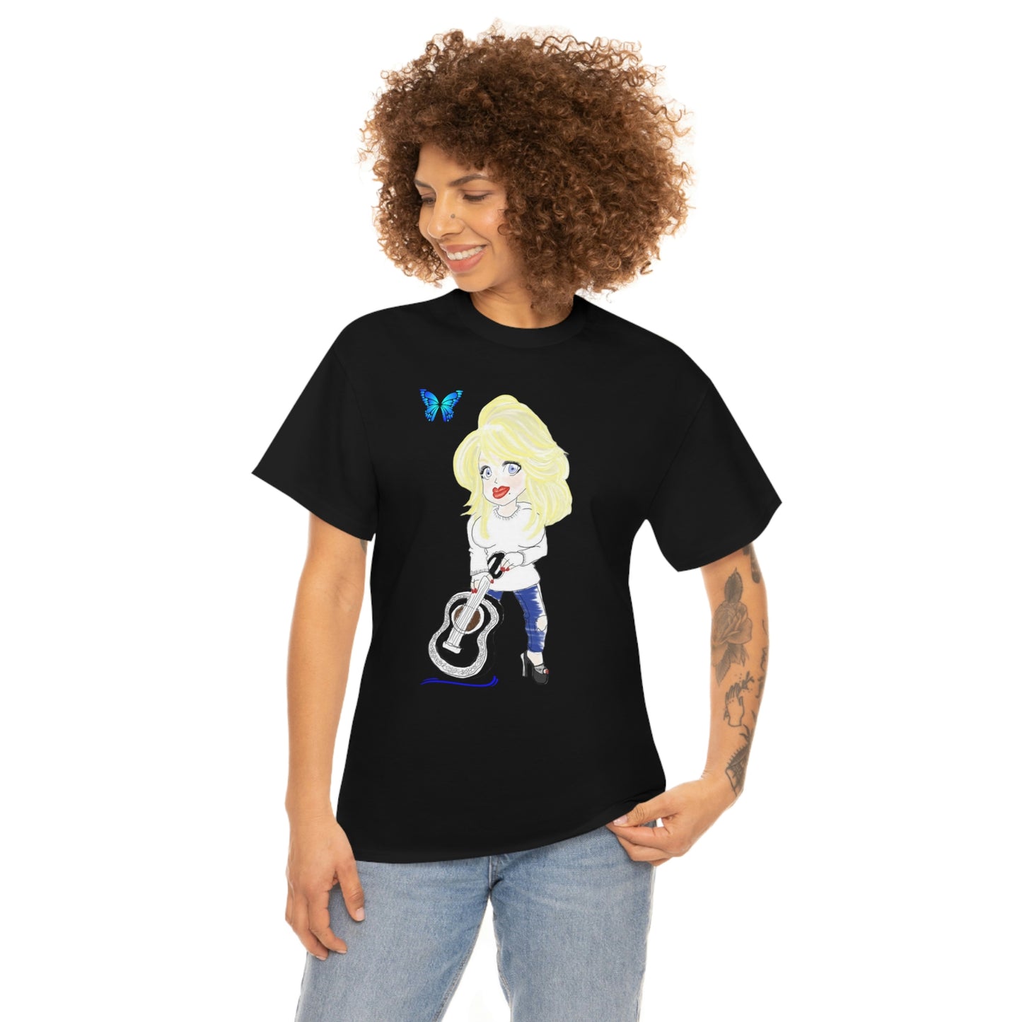 Artist Rendering of Dolly Parton   Unisex Heavy Cotton Tee