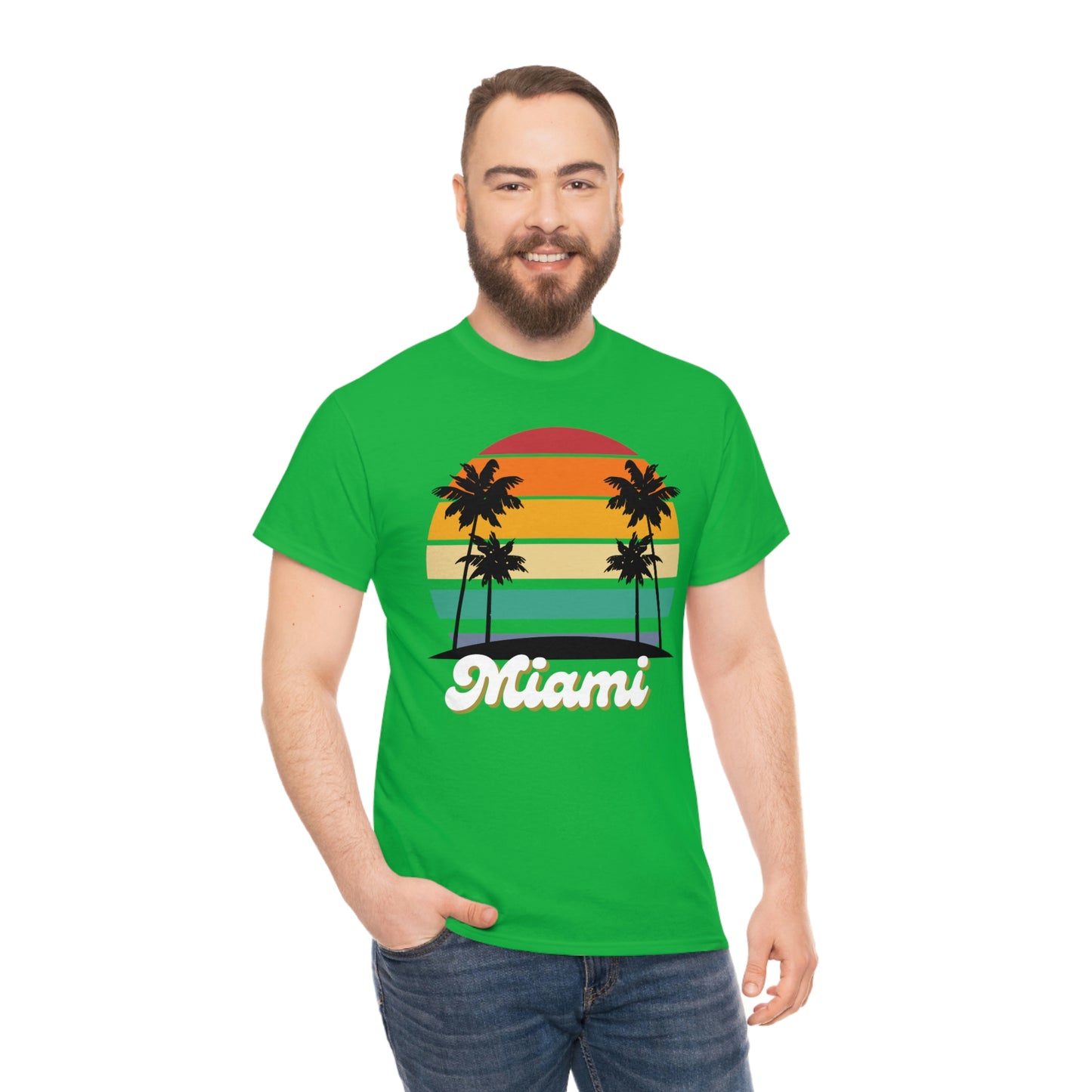 Retro Miami Beach Unisex Heavy Cotton Tee