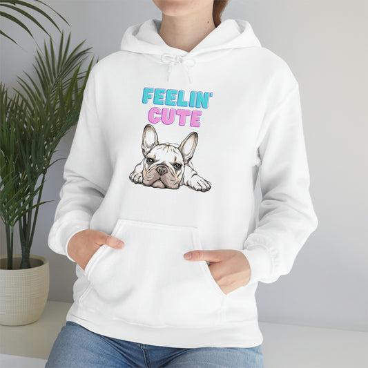 Frenchie Bulldog Feelin' Cute Unisex Heavy Blend™ Hooded Sweatshirt