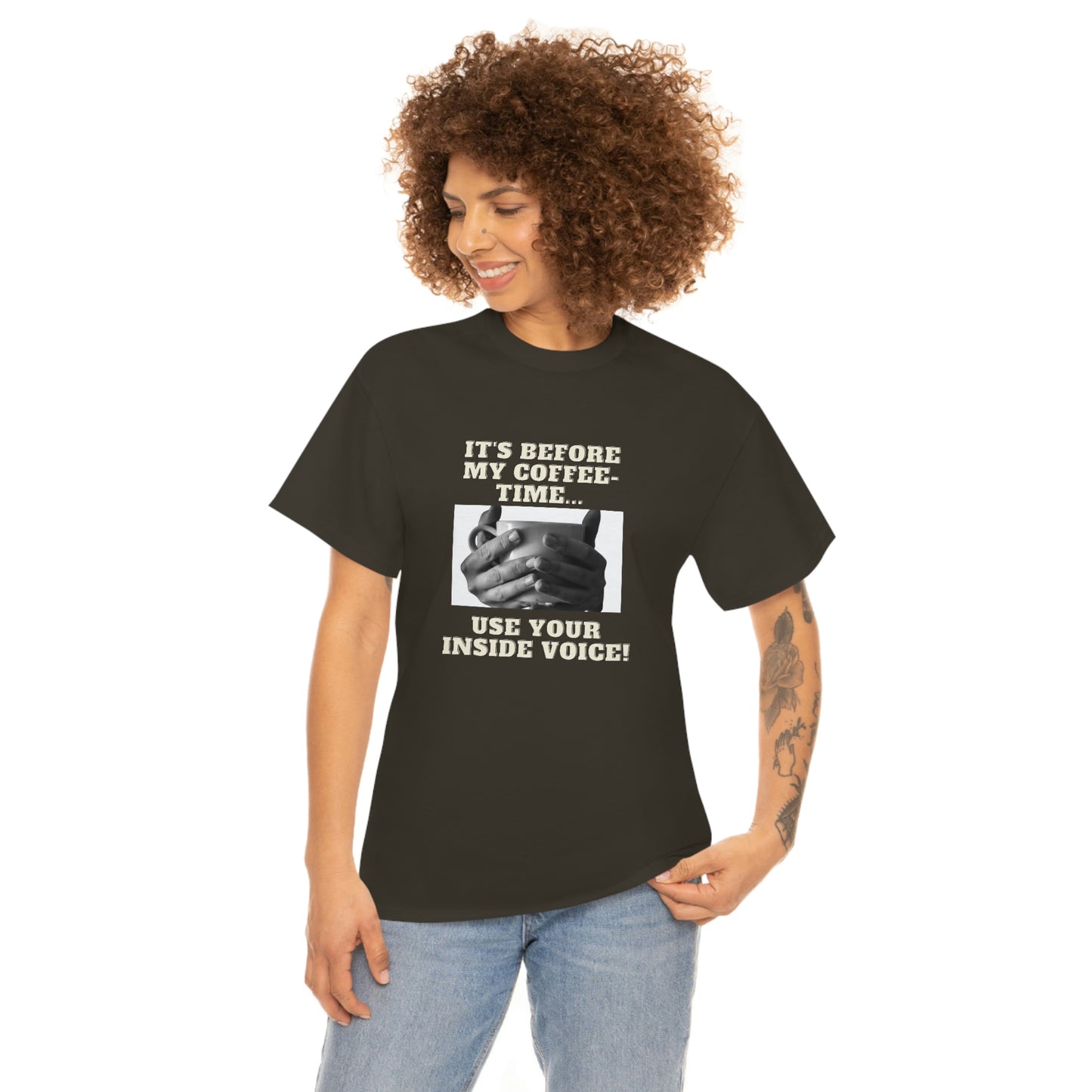 "Not before my morning coffee-time" Unisex Heavy Cotton Tee