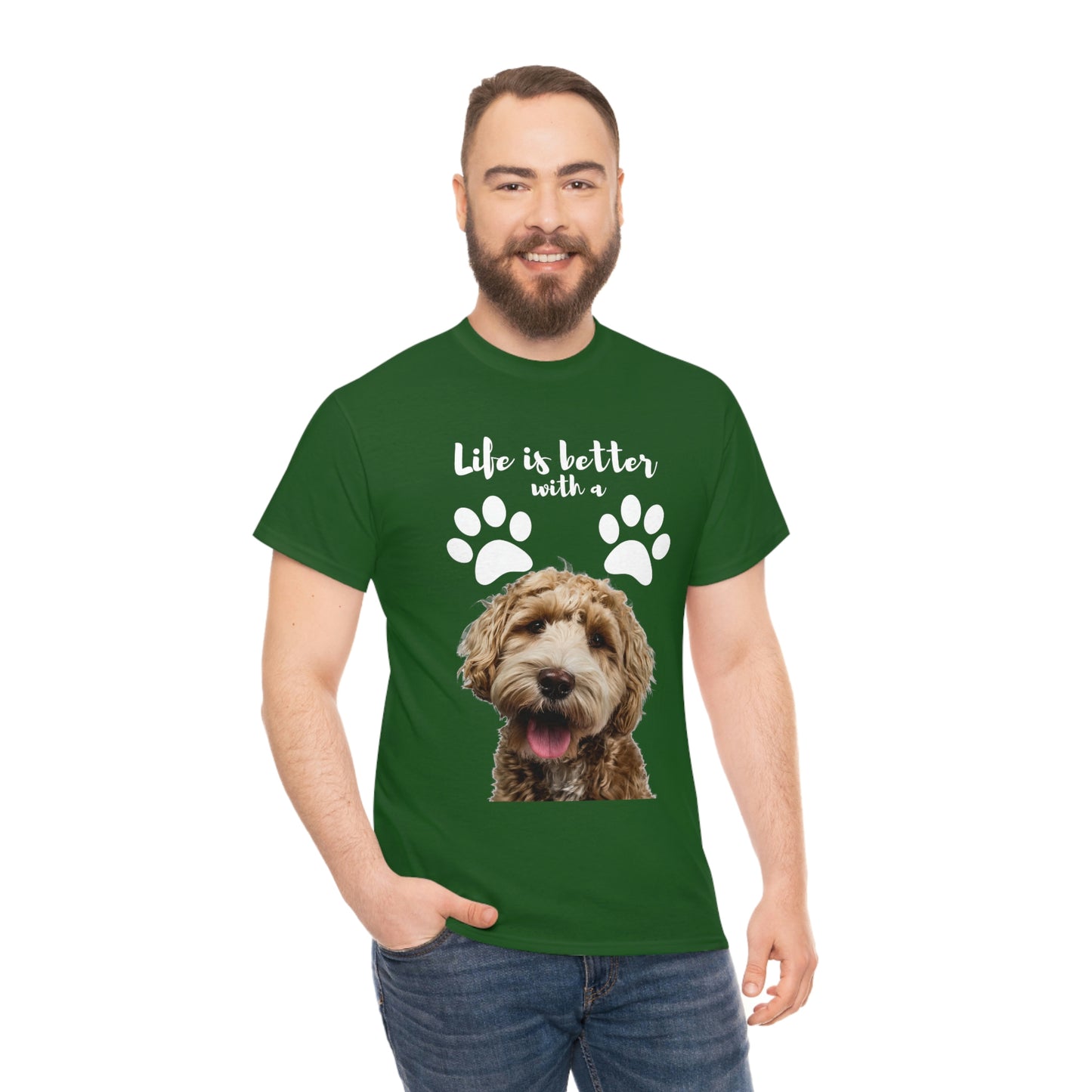 Life is better with a DOG Unisex Heavy Cotton Tee