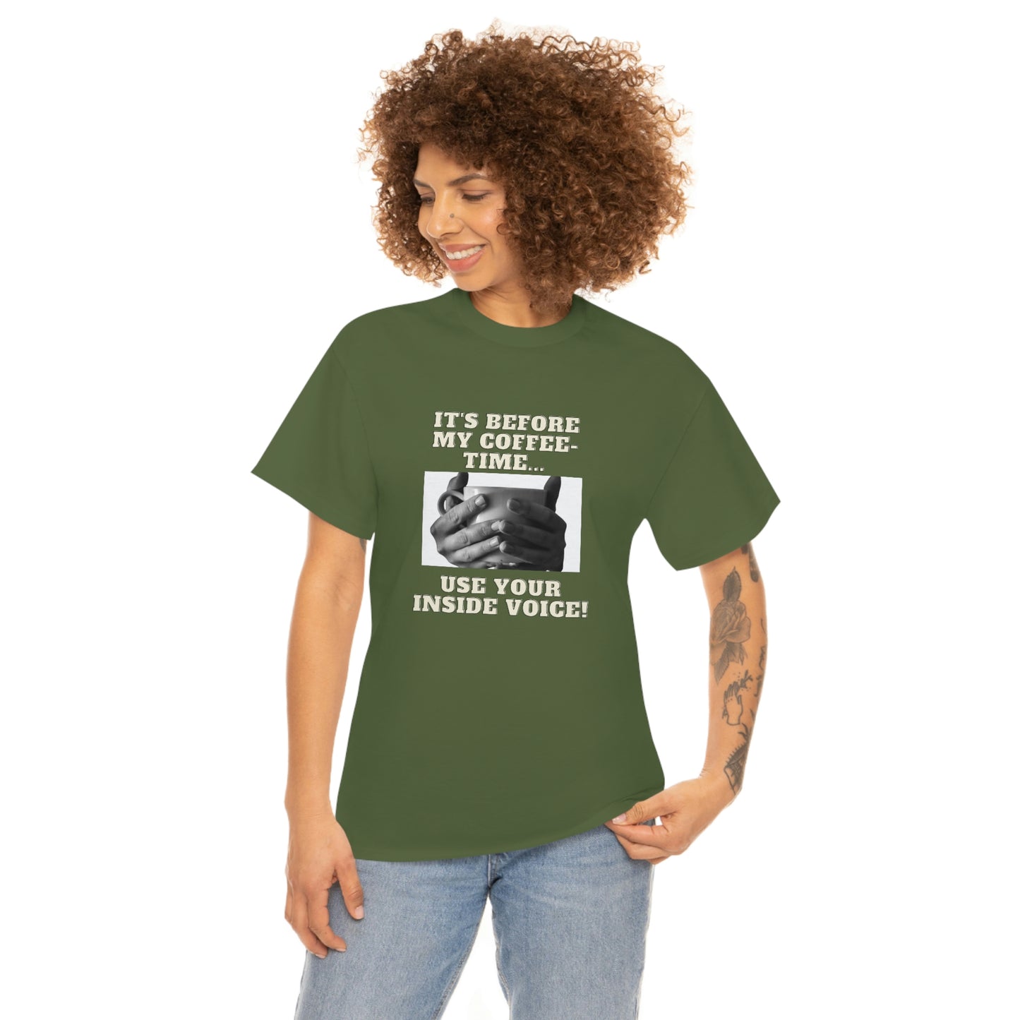 "Not before my morning coffee-time" Unisex Heavy Cotton Tee