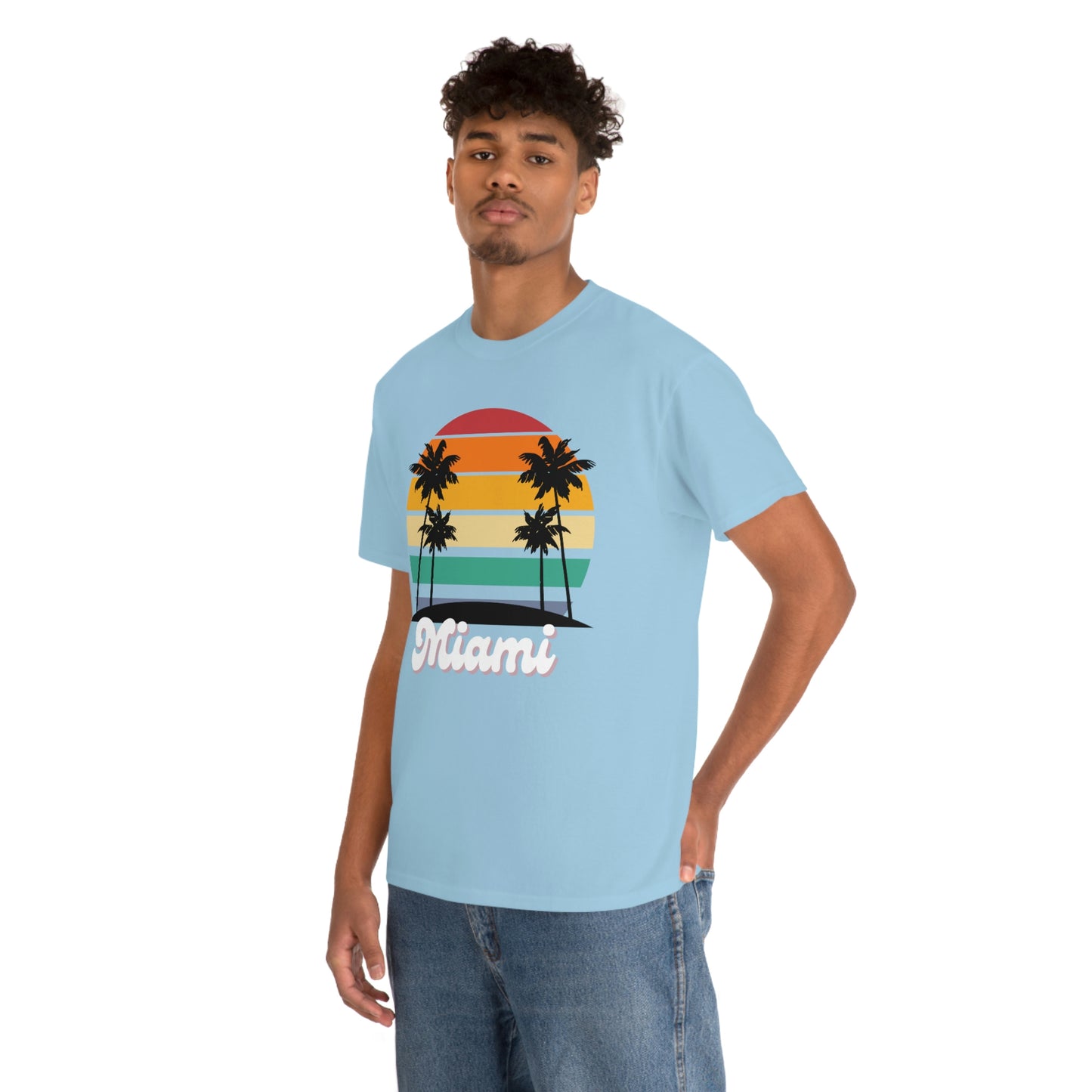 Retro Miami Beach Unisex Heavy Cotton Tee