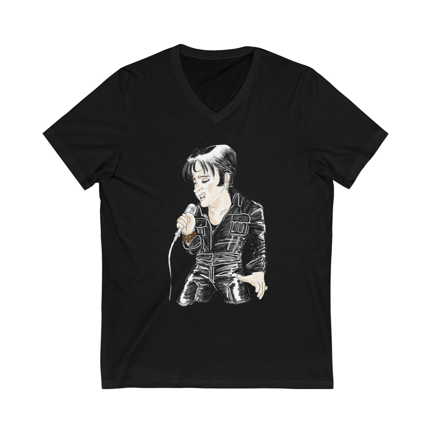 Artist Rendering of ELVIS ~ Unisex Jersey Short Sleeve V-Neck Tee