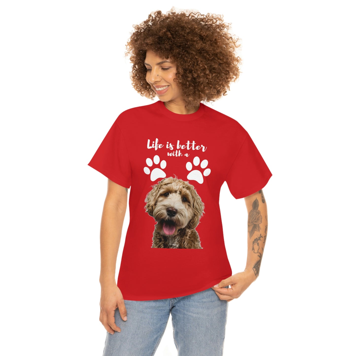 Life is better with a DOG Unisex Heavy Cotton Tee