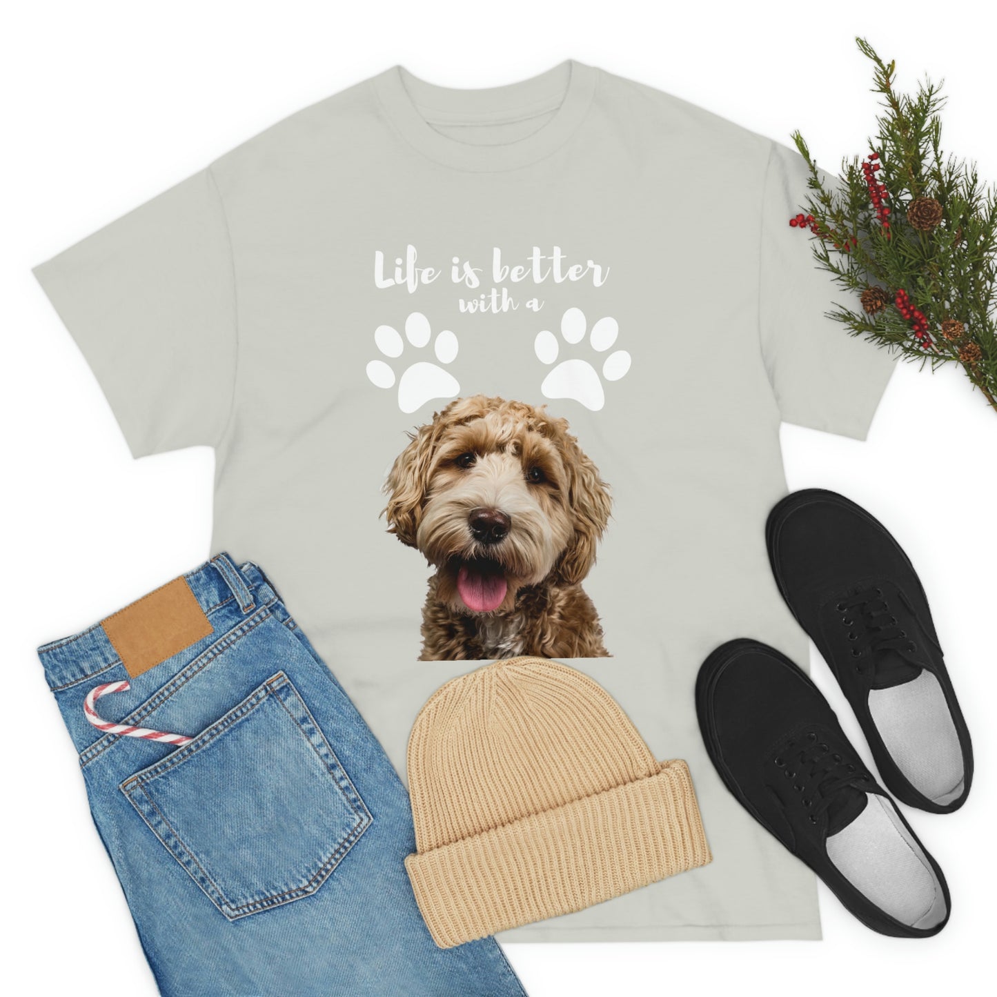 Life is better with a DOG Unisex Heavy Cotton Tee