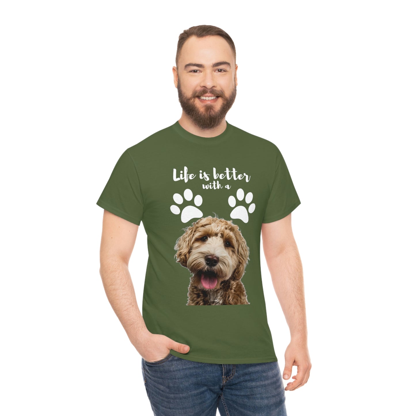 Life is better with a DOG Unisex Heavy Cotton Tee