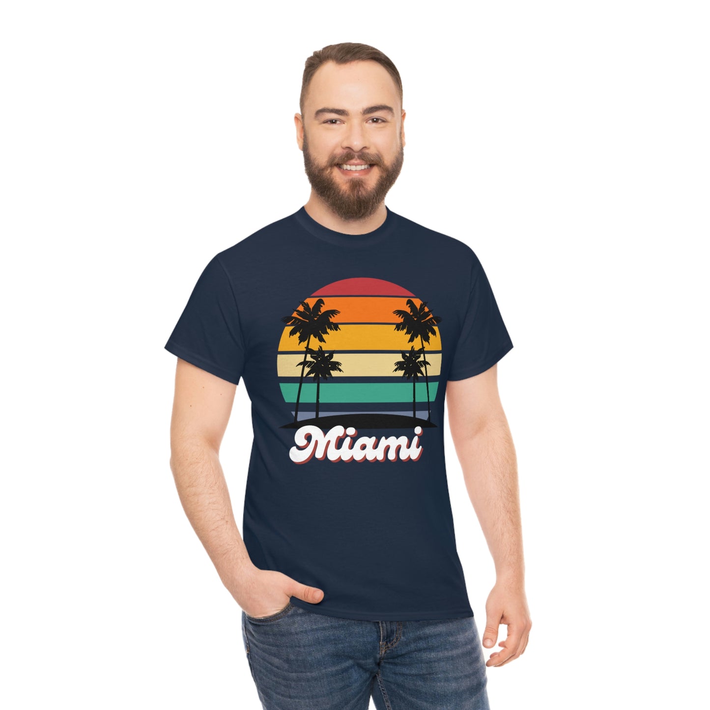 Retro Miami Beach Unisex Heavy Cotton Tee