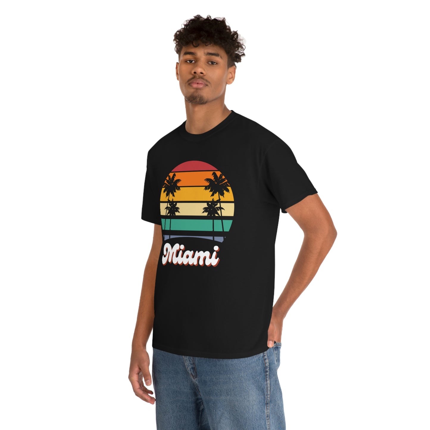 Retro Miami Beach Unisex Heavy Cotton Tee