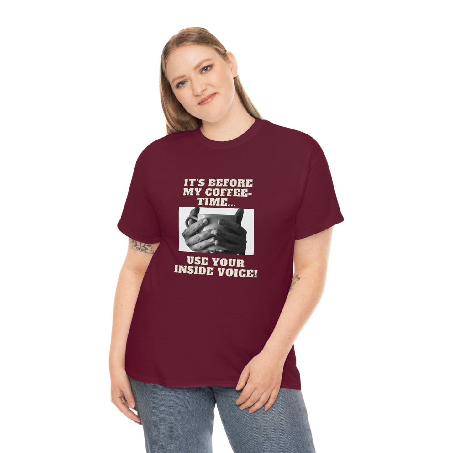 "Not before my morning coffee-time" Unisex Heavy Cotton Tee