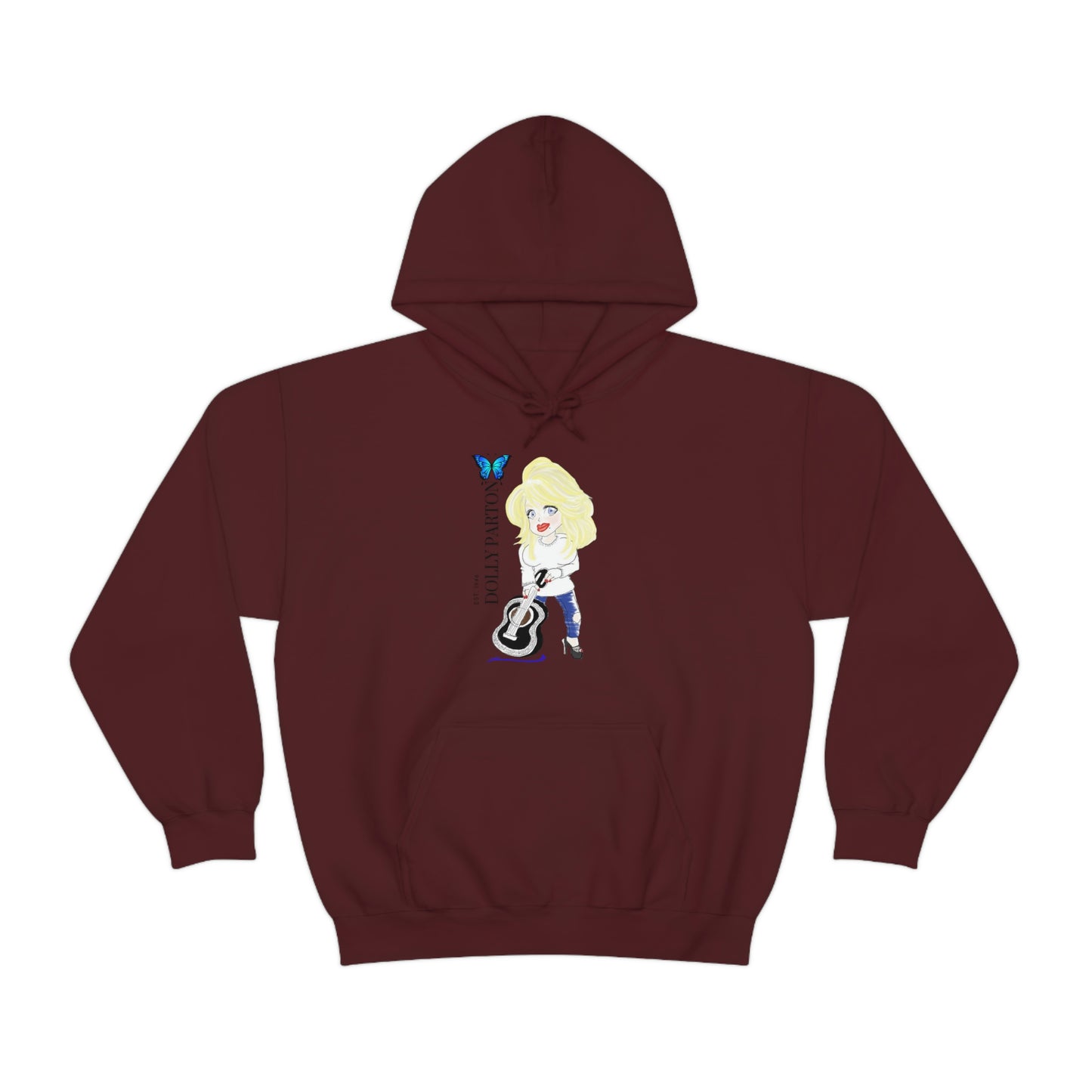 Artist Rendering of Dolly Paron on a Unisex Heavy Blend™ Hooded Sweatshirt