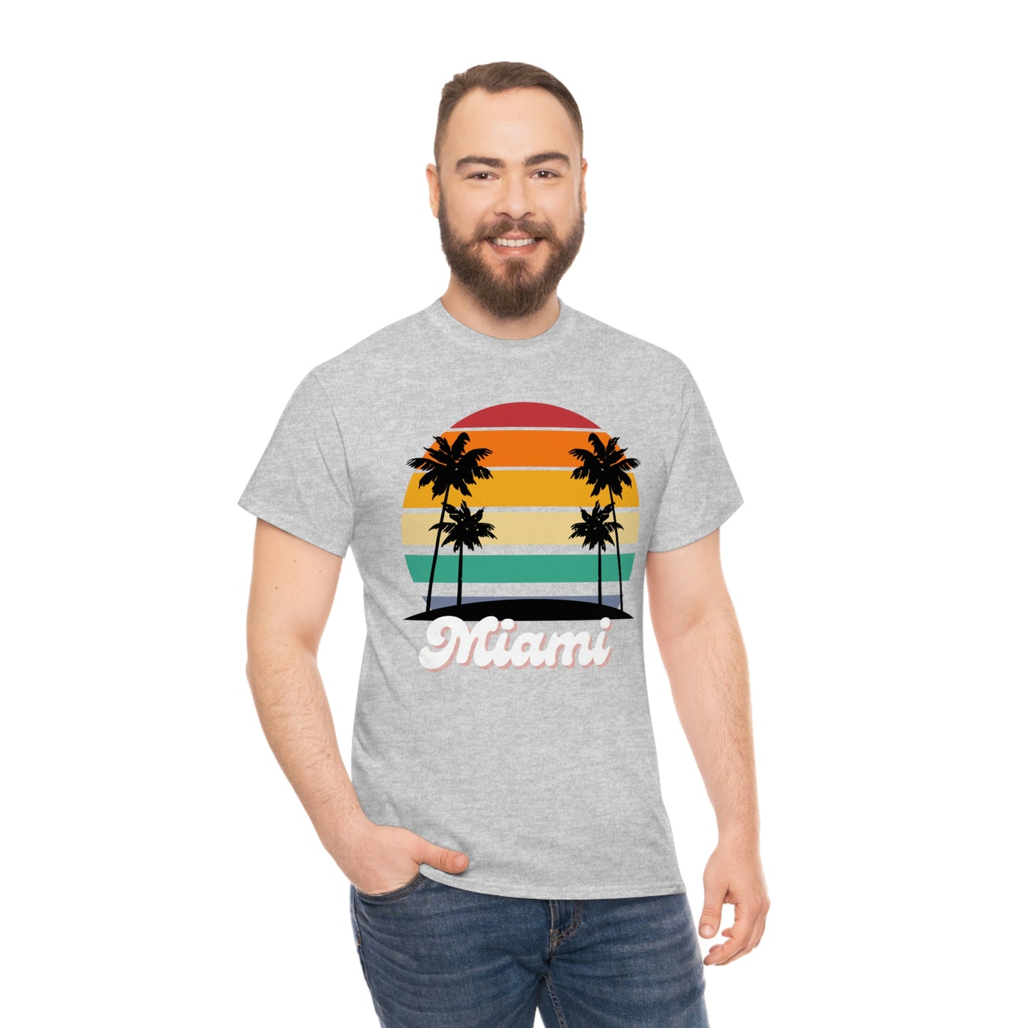 Retro Miami Beach Unisex Heavy Cotton Tee