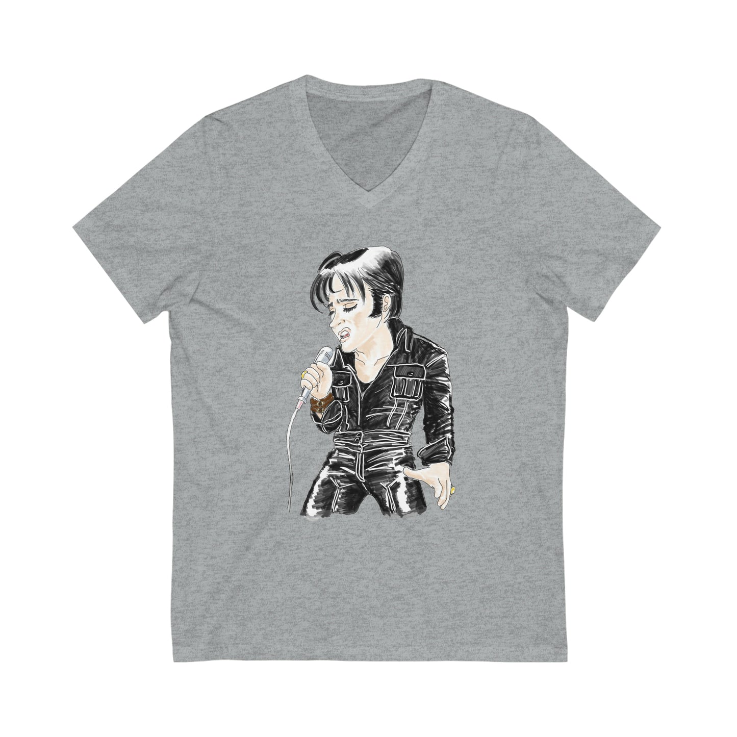 Artist Rendering of ELVIS ~ Unisex Jersey Short Sleeve V-Neck Tee