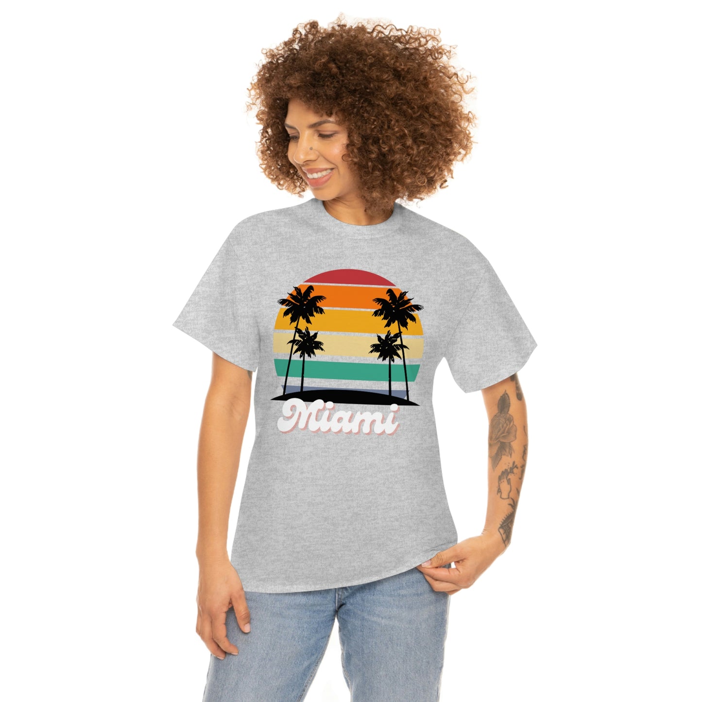 Retro Miami Beach Unisex Heavy Cotton Tee