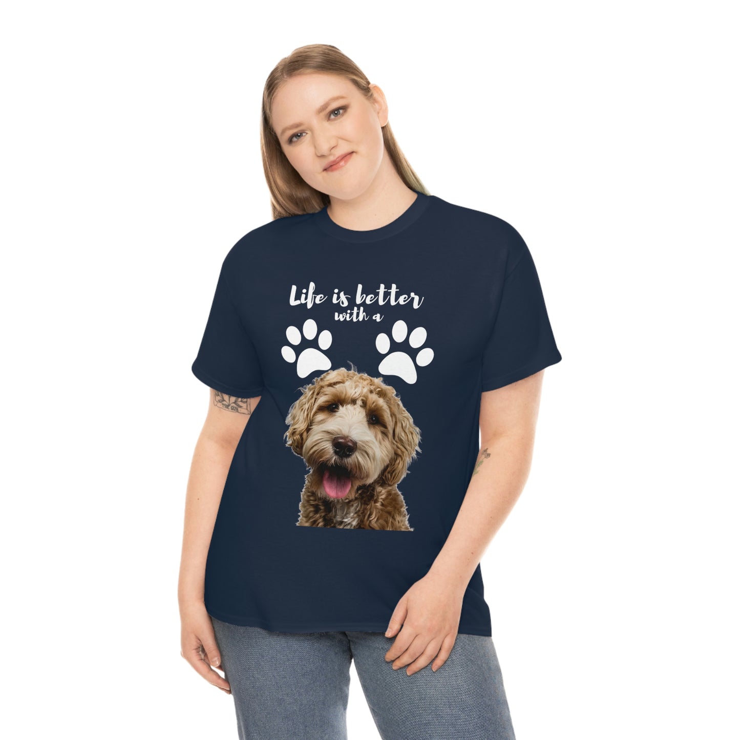 Life is better with a DOG Unisex Heavy Cotton Tee