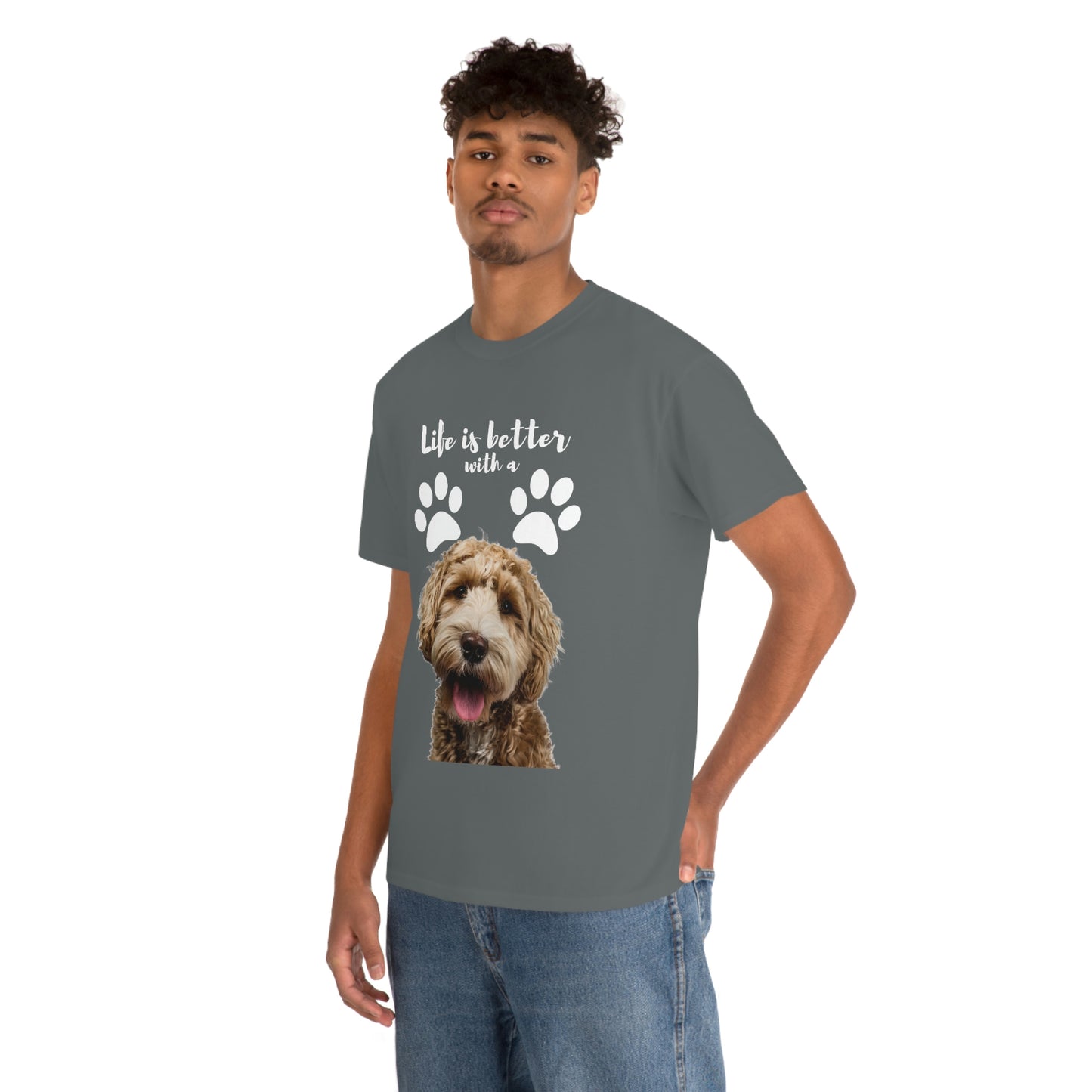 Life is better with a DOG Unisex Heavy Cotton Tee