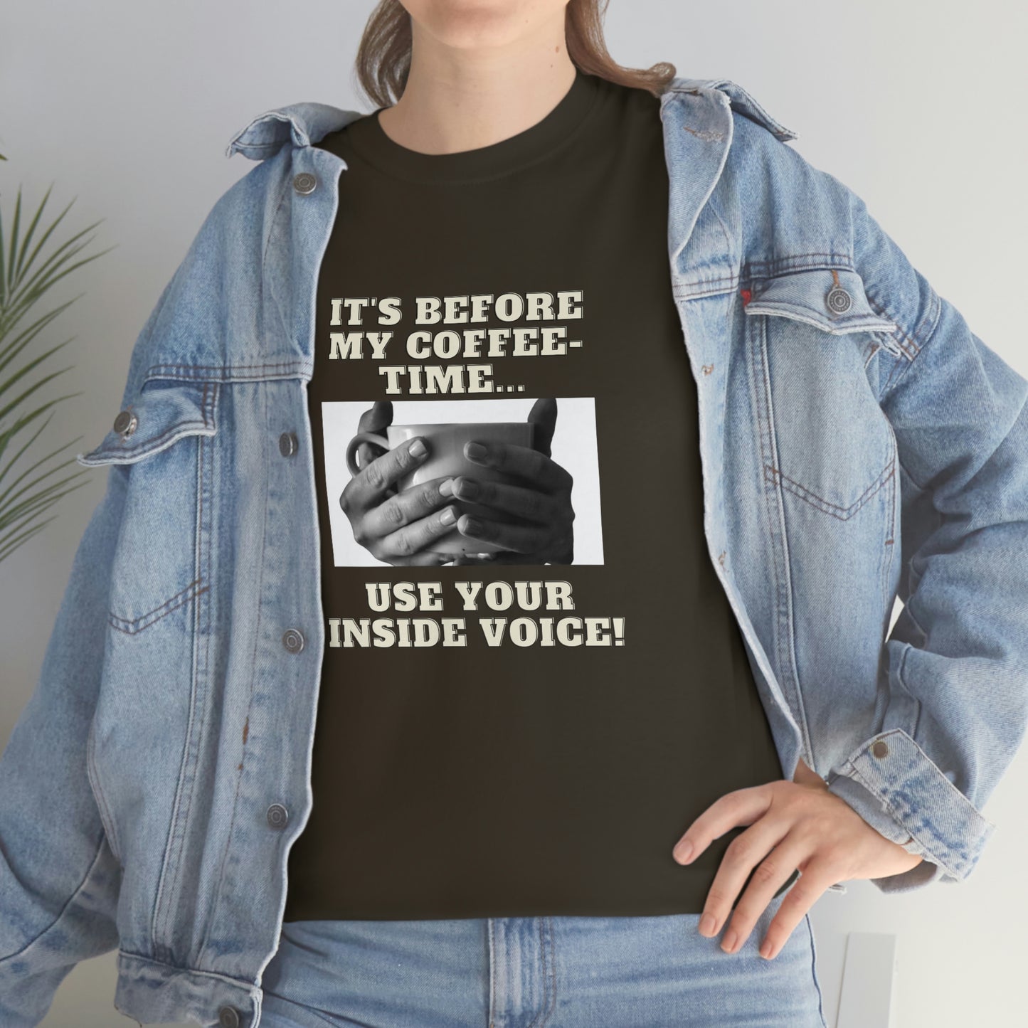 "Not before my morning coffee-time" Unisex Heavy Cotton Tee