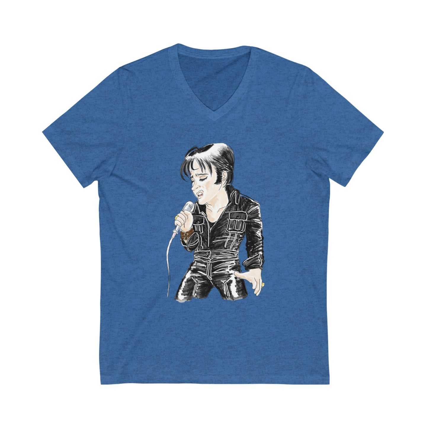 Artist Rendering of ELVIS ~ Unisex Jersey Short Sleeve V-Neck Tee