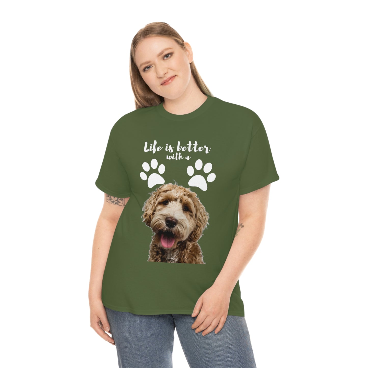 Life is better with a DOG Unisex Heavy Cotton Tee