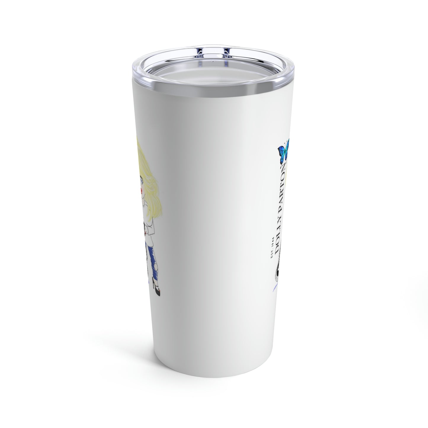 Artist Rendering of Dolly Parton on a Tumbler 20oz