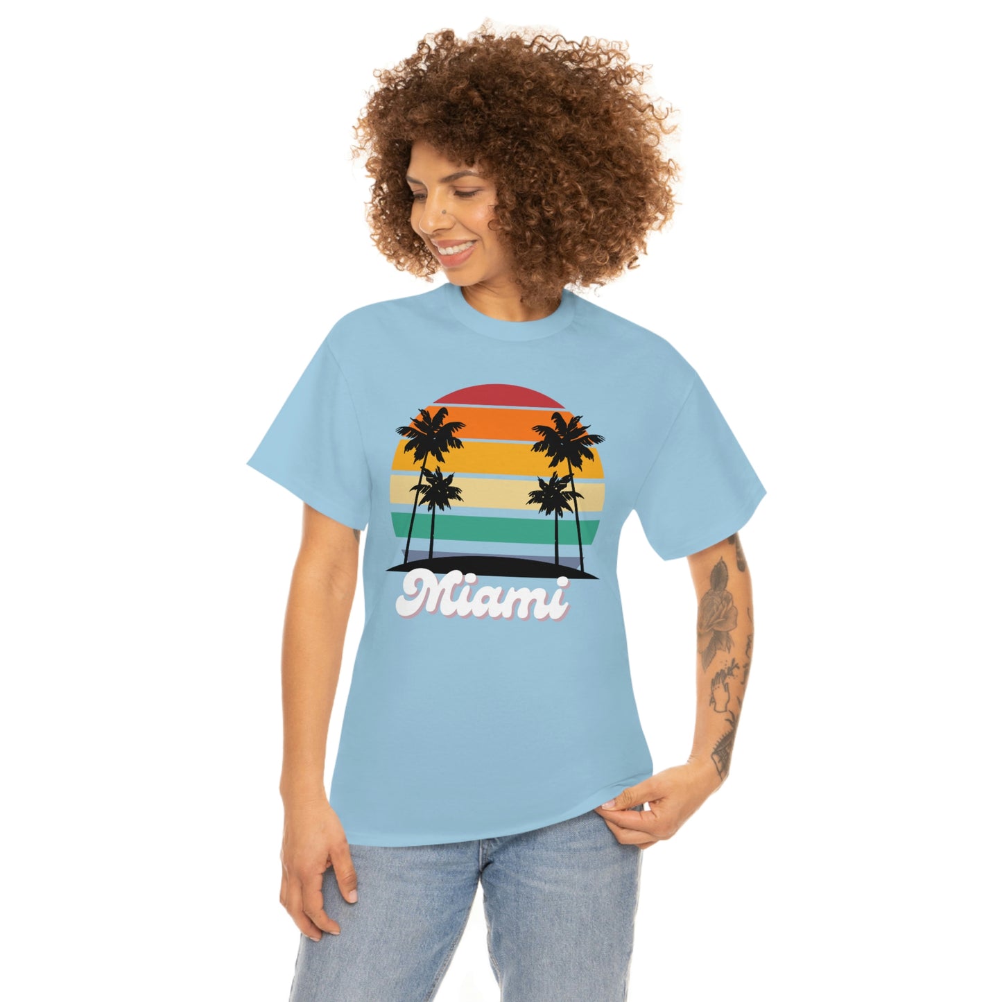 Retro Miami Beach Unisex Heavy Cotton Tee