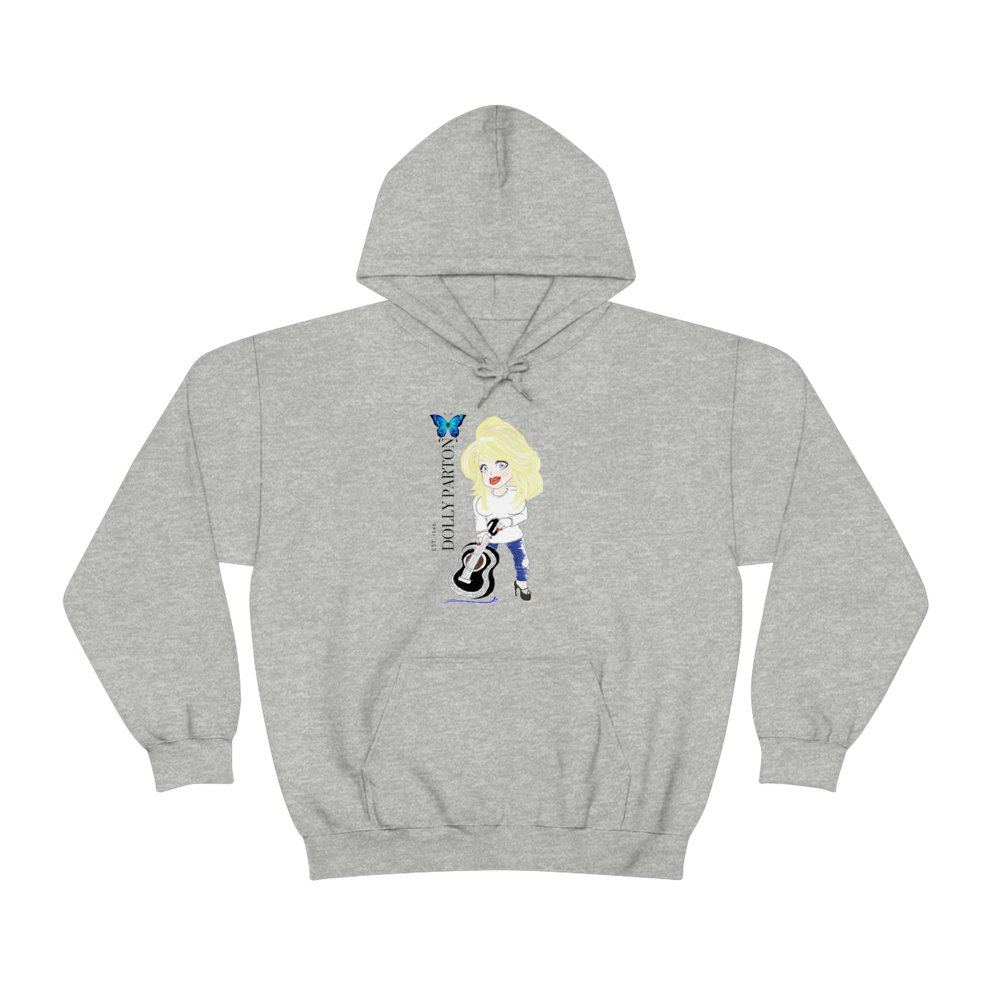 Artist Rendering of Dolly Paron on a Unisex Heavy Blend™ Hooded Sweatshirt