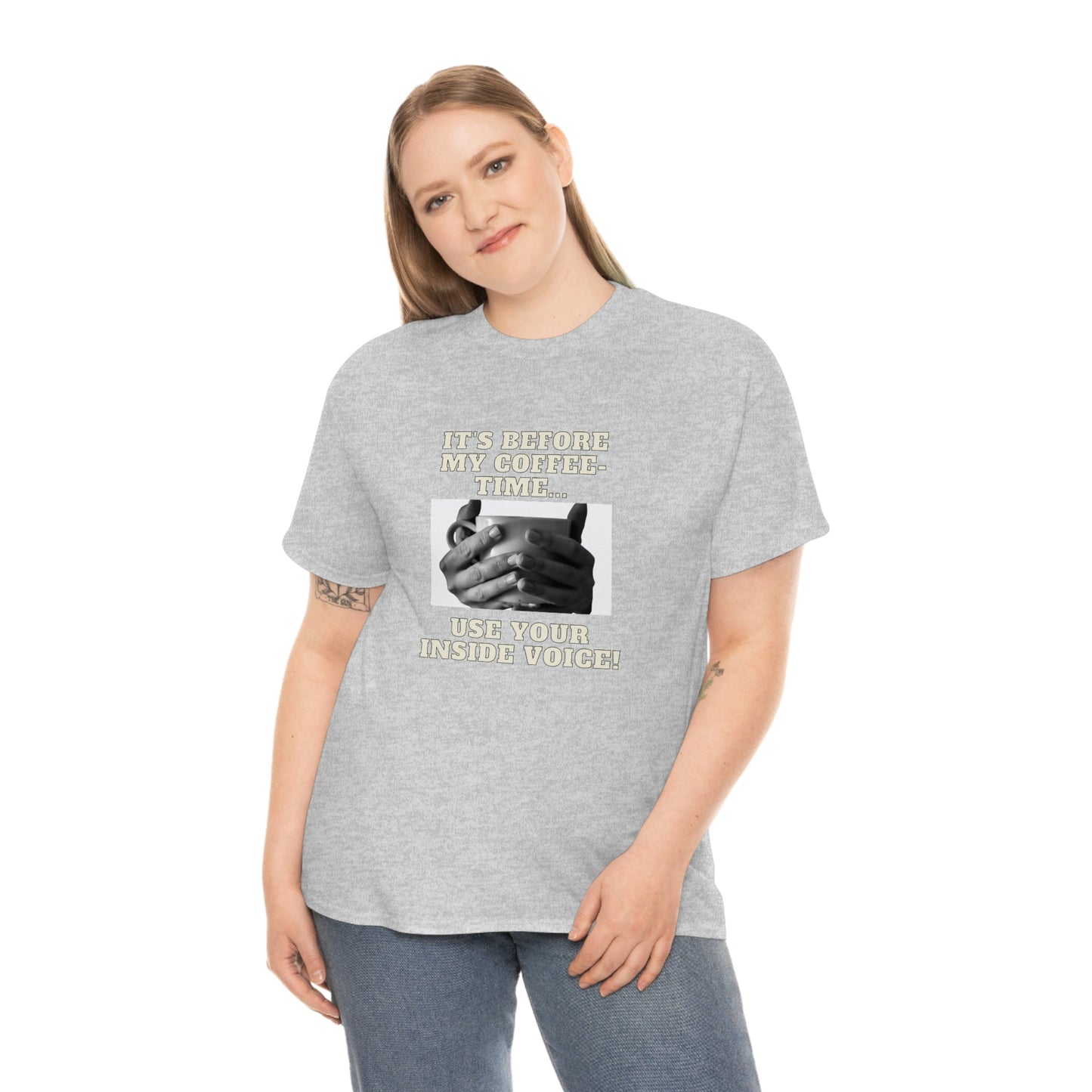 "Not before my morning coffee-time" Unisex Heavy Cotton Tee