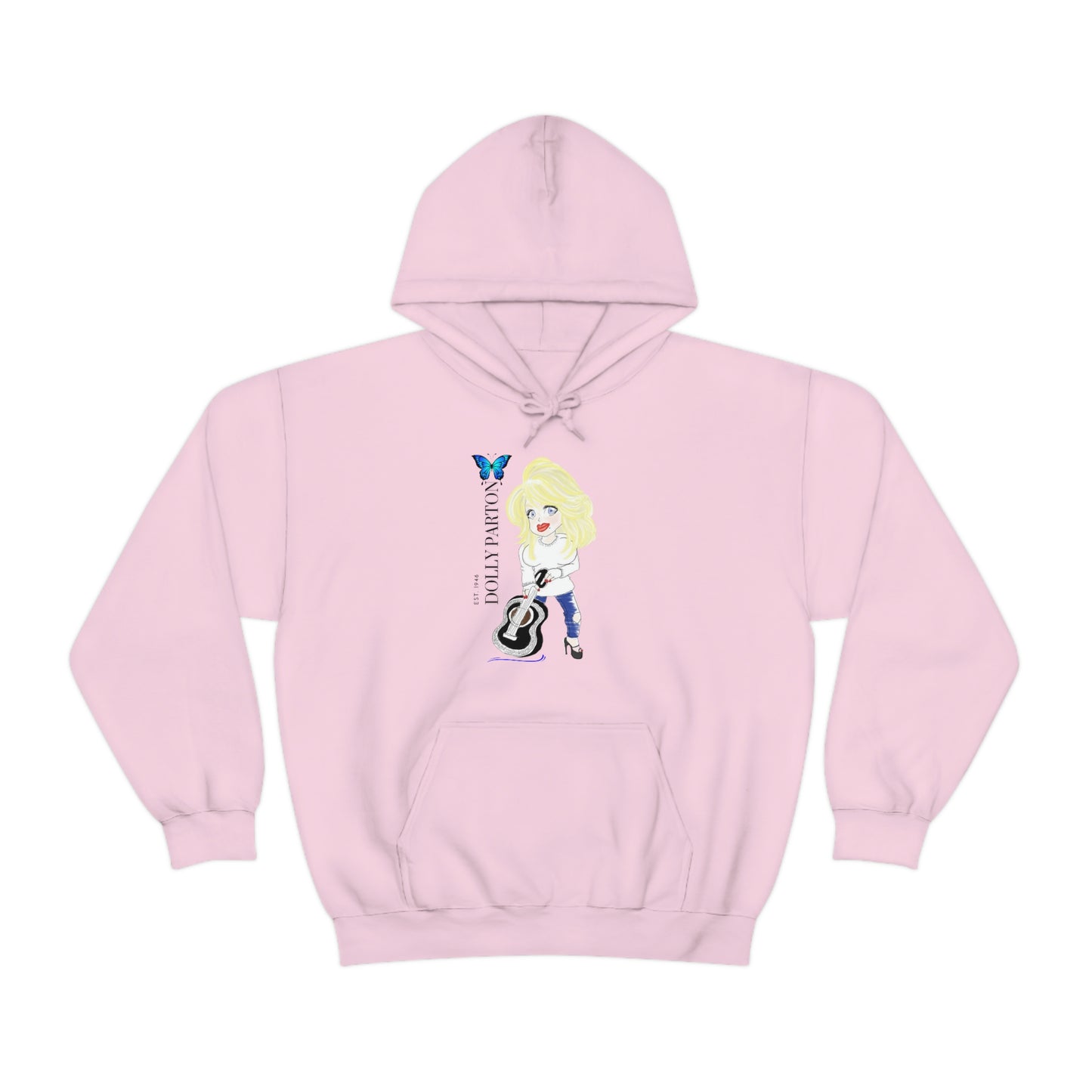 Artist Rendering of Dolly Paron on a Unisex Heavy Blend™ Hooded Sweatshirt